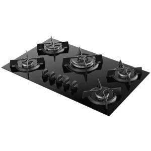 Cooktop Dako Supreme 5 Bocas Superautomático Mesa de Vidro Mega Chama - Preto - Bivolt