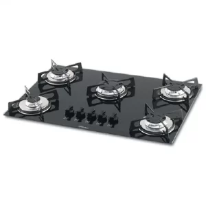 Cooktop a Gás Fischer 5 Bocas Superautomático Mesa de Vidro Temperado - Preto - Bivolt